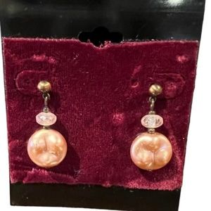 LIGHT Pink‎ Faux Freshwater Pearl Earrings.